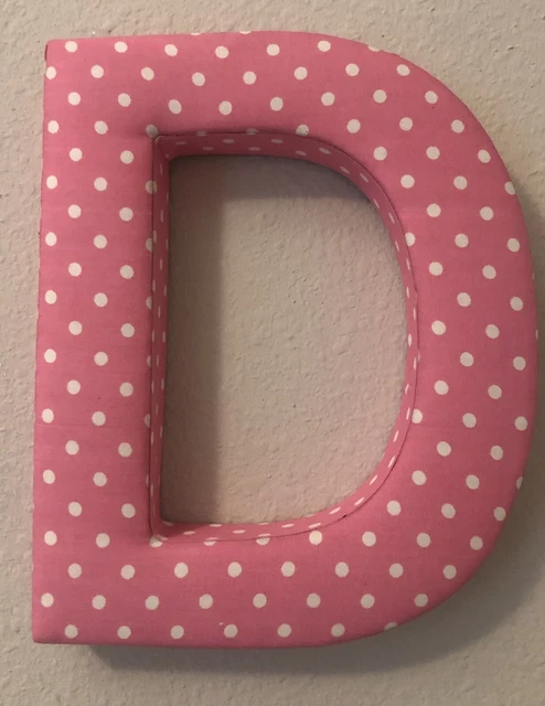 Fabric Covered Wall Letter - Pink Polkadot- Letter D
