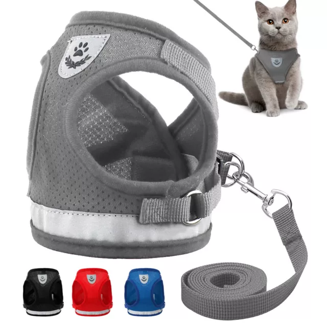 Cat Walking Harness and Leash Escape Proof Mesh Breathable Puppy Vest Adjustable