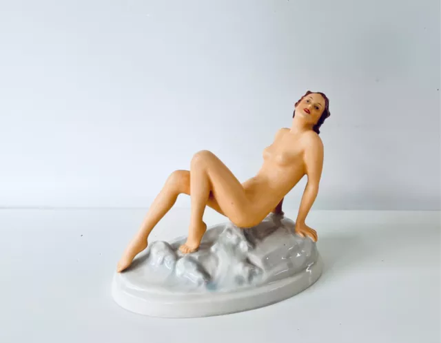 Elly Strobach For Royal Dux An Art Deco Figure Of A Female Nude, Circa 1938-45,