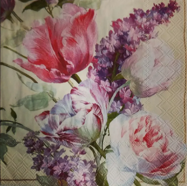 4x paper napkins for decoupage flowers Vintage. Servilletas de papel decoupage