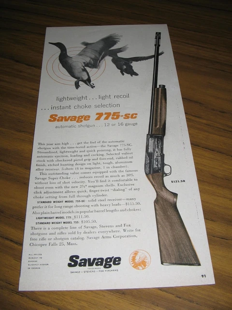 1956 Print Ad Savage 775-SC Automatic Shotguns Chicopee Falls,MA