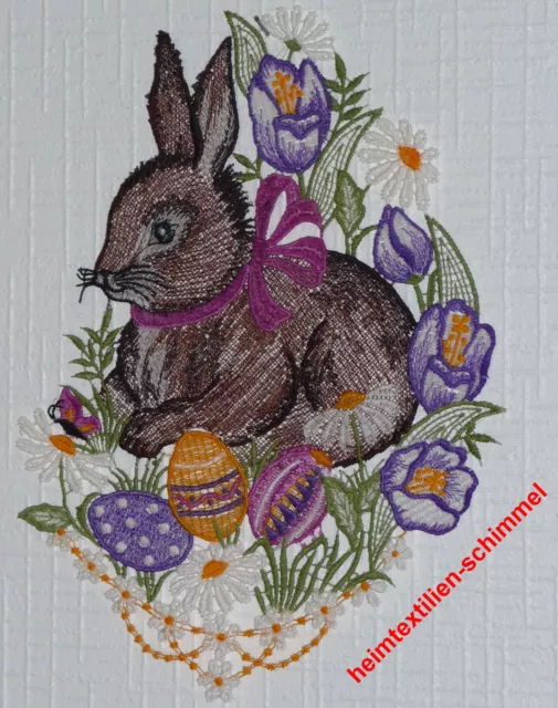 PLAUENER SPITZE ® Fensterbild OSTERN Dekoration OSTERHASE Fensterdekoration HASE