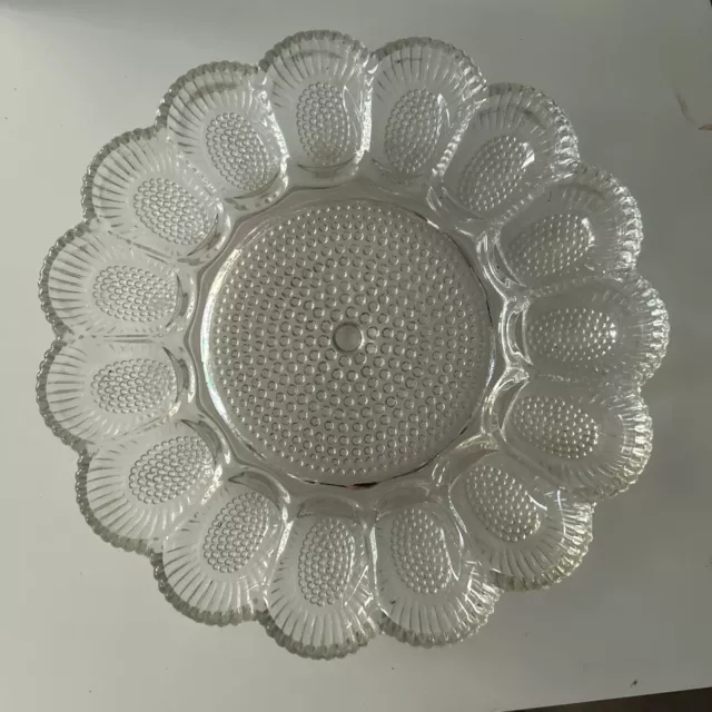 Vintage Indiana Glass Hobnail Deviled Egg Plate Relish And Egg Plate Clear 11”