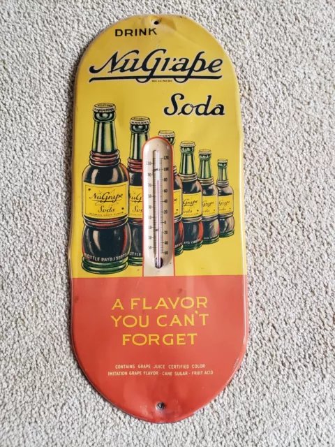 NU-GRAPE Tin Thermometer -Hard To Find