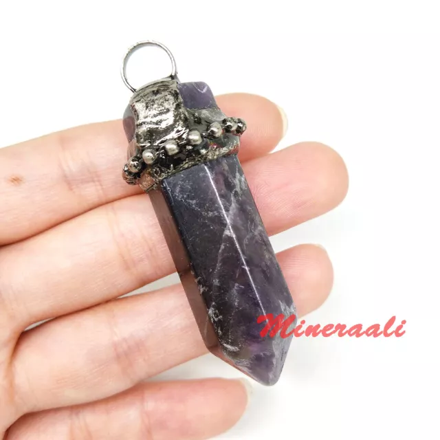 Mineraali Amethyst Crystal Rose Quartz Hexagonal Point Pendant Chakra Healing
