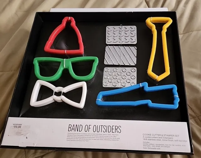 Neiman Marcus Target Band of Outsiders Juego de Cortador de Galletas y Estampador NUEVO en Caja