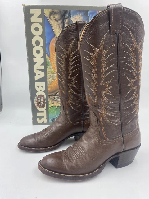 Vintage NOCONA Western Cowboy Boots Brown Leather Womens SIZE 6A, With Orig Box