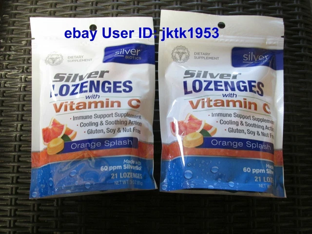 Silver Lozenges 60 PPM SilverSol Orange Splash Vitamin C IMMUNE SUPPORT 2 PACK