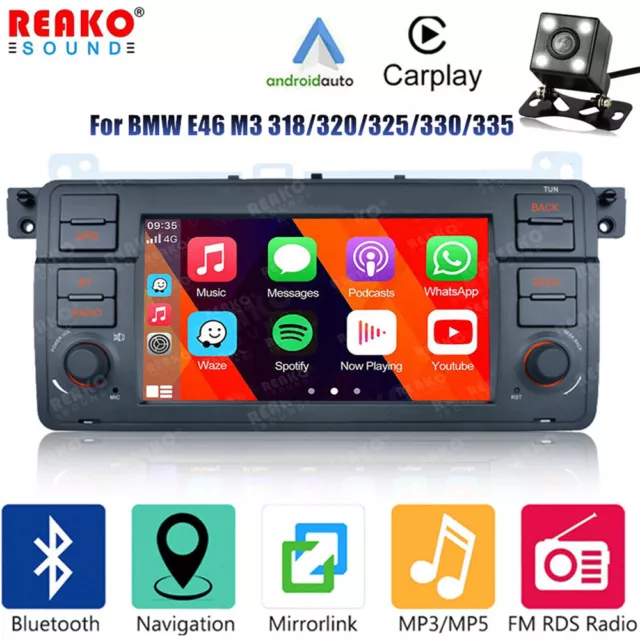 QLED For BMW E46 GPS Navi Android 12 8+128GB Car Stereo DVD Radio 4G LTE  CarPlay