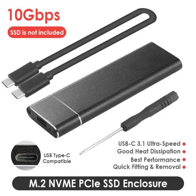 M.2 USB 3.1 To PCI-e NVMe SSD Enclosure case Converter Adapter USB-C Drive