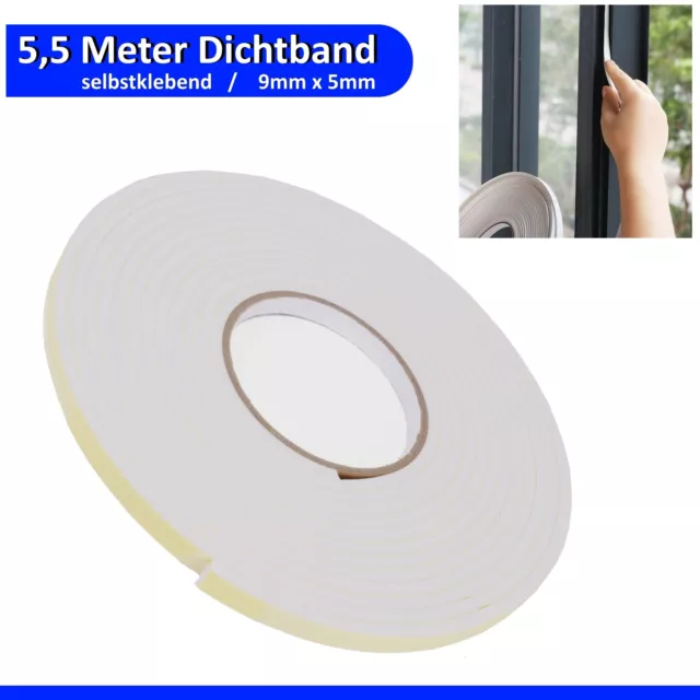 Dichtband Fensterdichtung selbstklebend 5,5 Meter Tür Dichtung Moosgummi 9x5mm