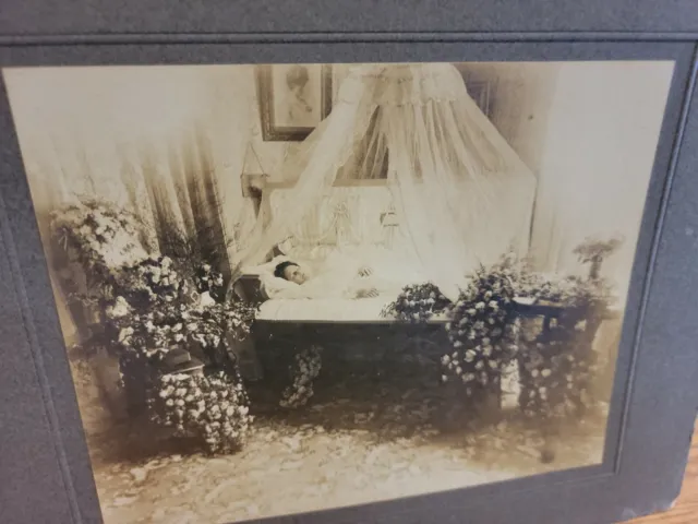 1800S Antique Victorian Post Mortem Funeral Casket Photo Woman Girl Name Signed