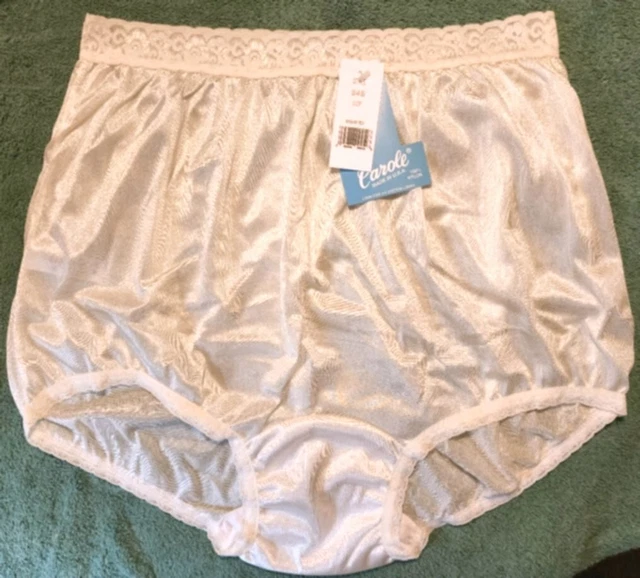3 PAIR LACE Elastic 100 Nylon Ivory Panties Size 10 Carole Panty USA