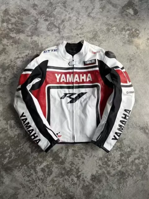 Yamaha Motorbike Leather Motorcycle Biker Racing Jacket BEST QUALITY