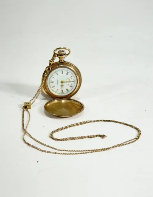 Antique 1903 Elgin Hunting Palin Wadsworth Pilot 20-Year Fancy Dial Pocket Watch