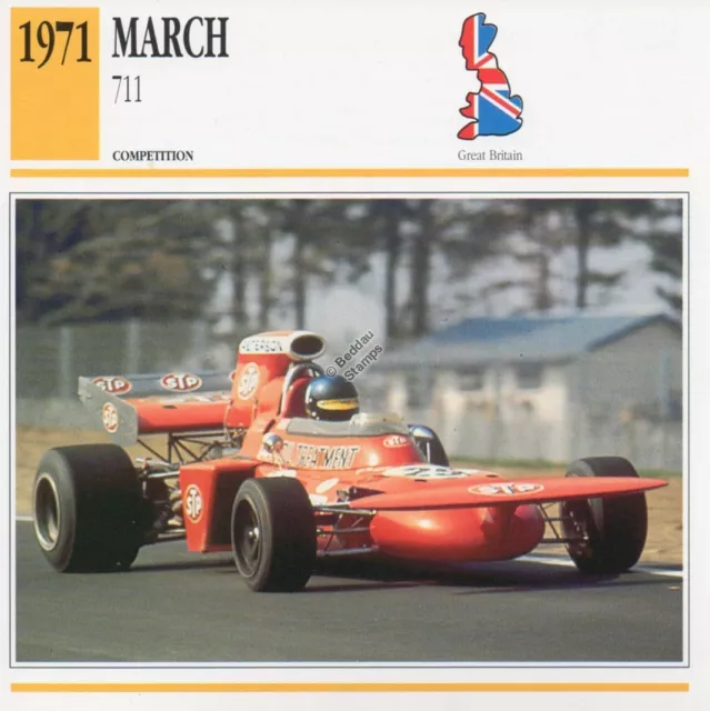 1971 MARCH 711 Racing Classic Car Photo/Info Maxi Card