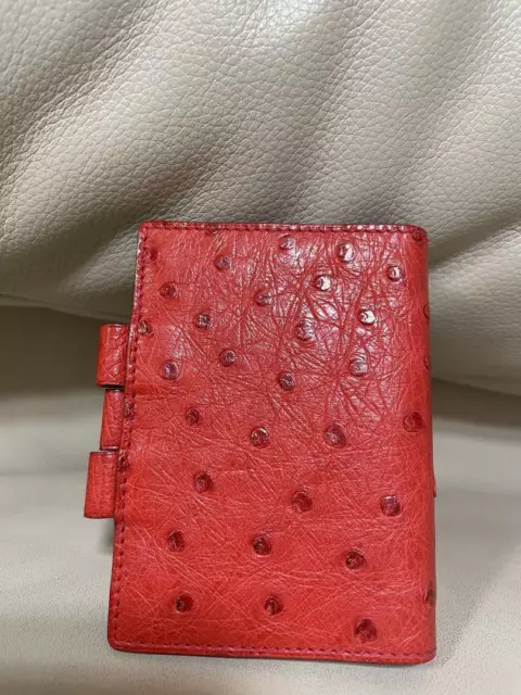 Good Condition Hermes Ostrich Notebook Cover Agenda PM Red