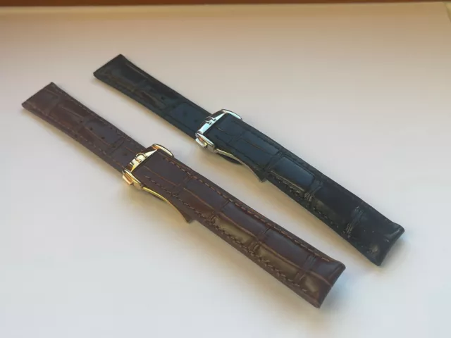 Beautiful 19mm FOR OMEGA genuine Leather Strap Band with butterfly buckle