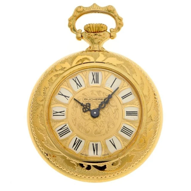 Briquet Montre Vintage Bucherer Suisse Plaqué Or, Années 1950 - Occasion, Fonctionnalité Non Garantie