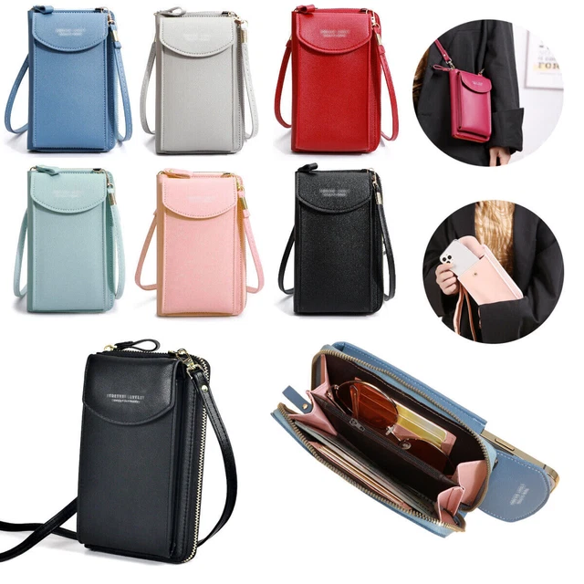 Portefeuille Sac à Bandoulière en Cuir Porte Monnaie Téléphone Portable Femmes