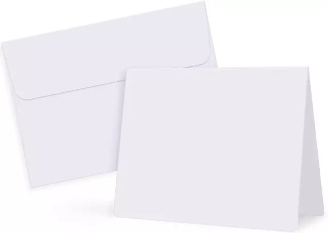 50 Pack White-Blank-Cards-And-Envelopes-5X7-Heavyweight-Folded-Cardstock-And-A7 2