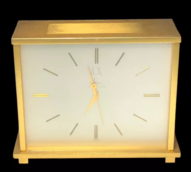 Vintage Bulova 214 Accutron Brass Desk Mantel Clock D-2051 Working