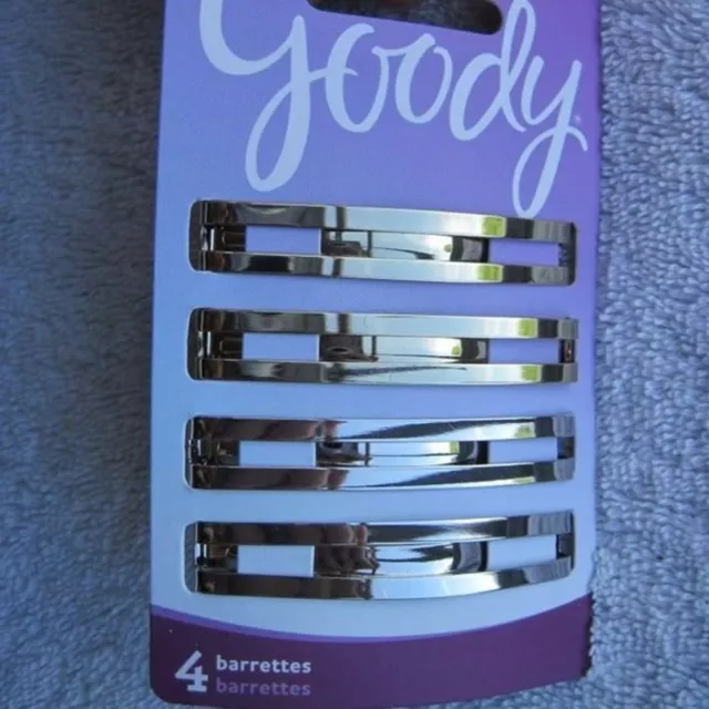 4 Goody Gold Silver Lexy Stay Tight Double Bar Metal Hair Barrettes Flat Secure