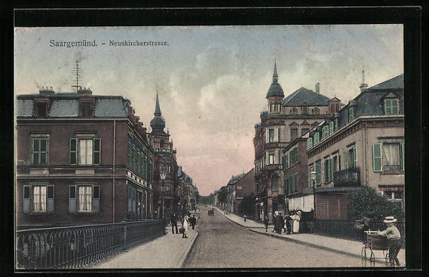 CPA Saargemünd, Blick von der pont in die Neunkircherstrasse 1910