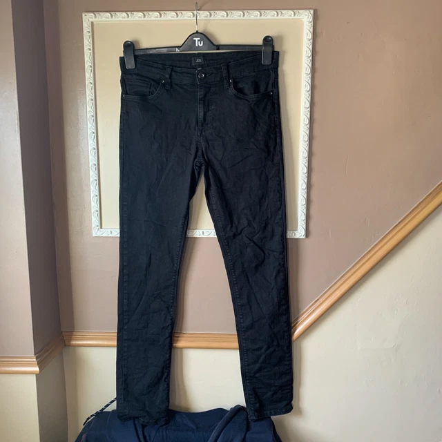 MENS RIVER ISLAND Black Skinny Stretch Jeans Size W 32L L 31