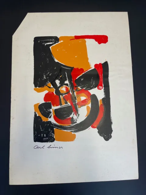 Rare lithographie Carl Liner abstraction art abstrait signée années 1960 Suisse 3