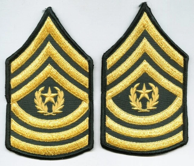 ARMY COMMAND SERGEANT Major Chevron Rank Insignia Gold On Green Nos