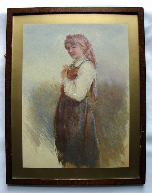 Late 19th / Early 20th Watercolor on paper Eastern European Female Portrait