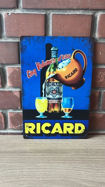 PLAQUE DÉCORATIVE EN MÉTAL ÉTAIN RICARD 30X20 CM