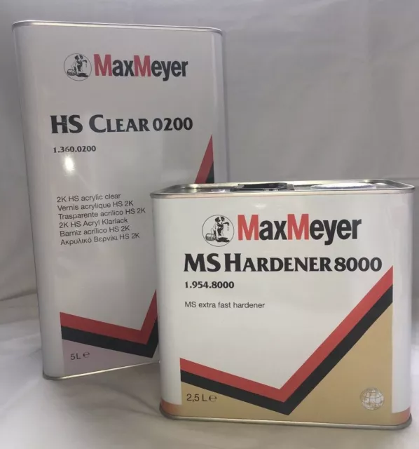 7.5L Max Meyer 0200 Clear Coat/Lacquer & 8000 Hardener Kit