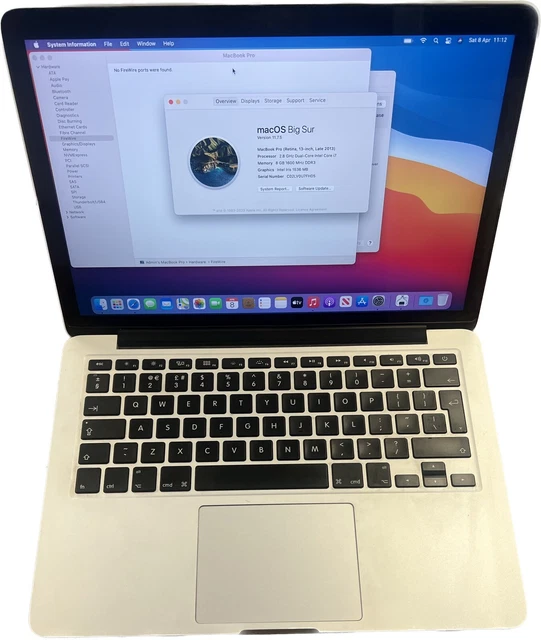 Apple MacBook Pro Core i7 2.8 128gb SSD - 8GB DDR3 RAM A1502 EMC 2678