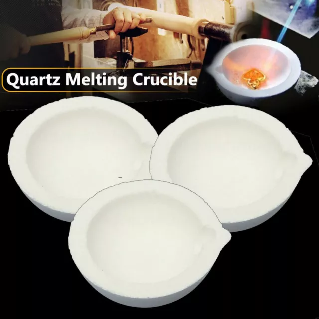 3Pcs Quartz Silica Melt Dishes Pot Crucible Casting For Gold Silver Platinum
