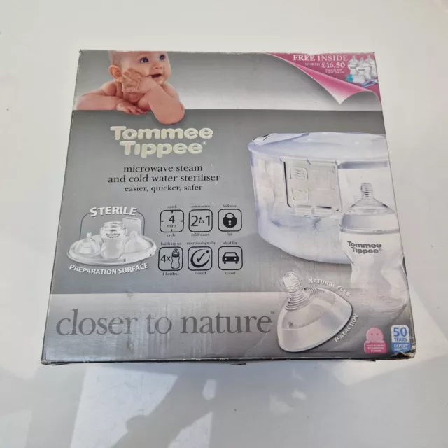 Biberón de leche para bebé Tommee Tippee esterilizador de vapor y agua fría para microondas