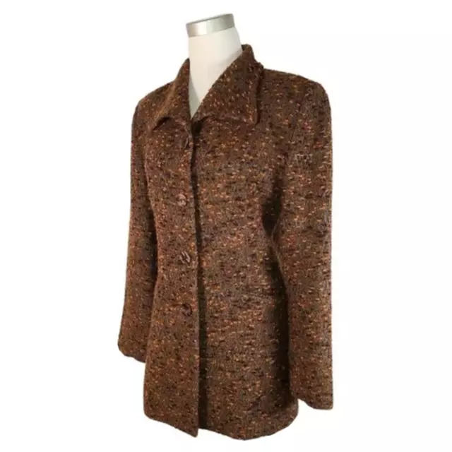 MISSONI Brown Copper Tweed 4 Button Coat Blazer Jacket Wool Mohair 6-US  - 42-IT