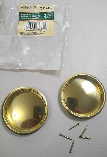 2 pack - Gatehouse 2 1/8" Flush Round Door Cup Pulls Brass Finish 54mm