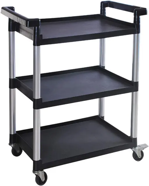 3-Shelf Utility Plastic Cart with Wheels-225 Lbs. Maximum Capacity , Black