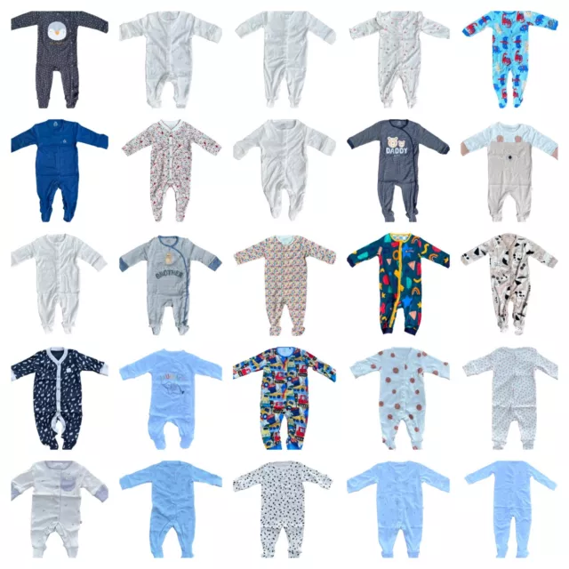 Baby Babygrow Sleepsuit All-In-One Rompers Nightwear Boys Girls Long Sleeve Cute