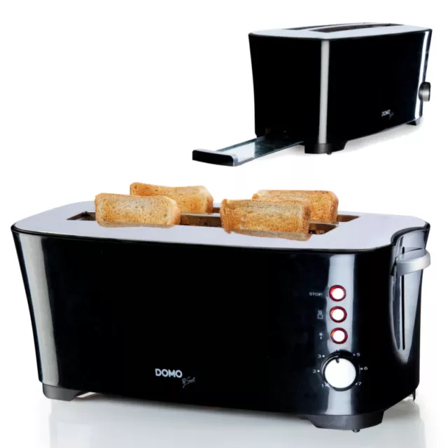 XL Edelstahl-Toaster 4 Scheiben Brotröster Toast-Röst-Automat 1350 W Toastgerät