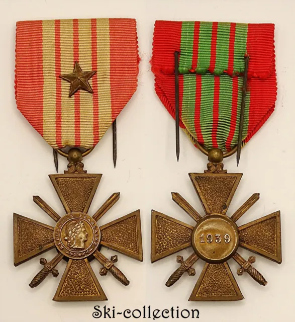 Croce da Guerra 1939. Con 1 Étoile. Bronze. Francia 2° Guerra /