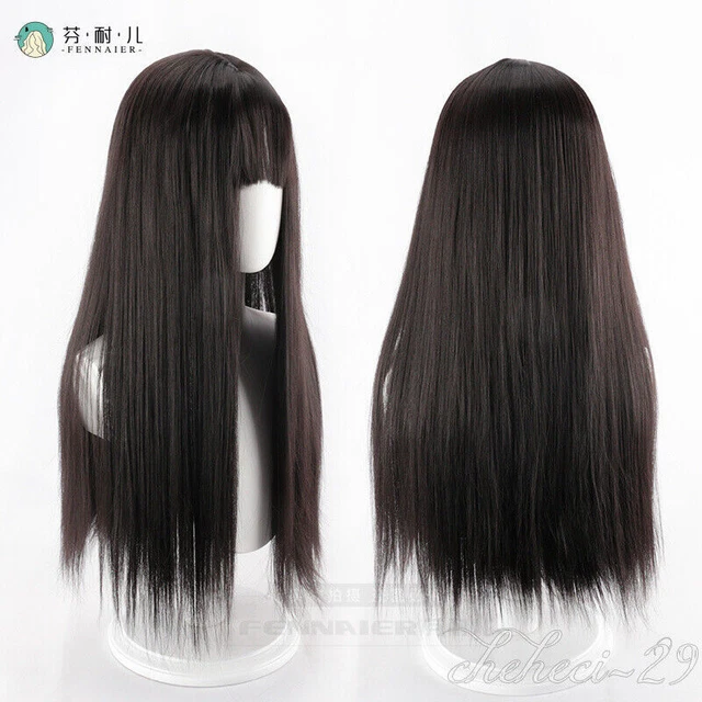 Hairpieces Women Black Long Straight Hair Daily Wigs style party mask Cosplay