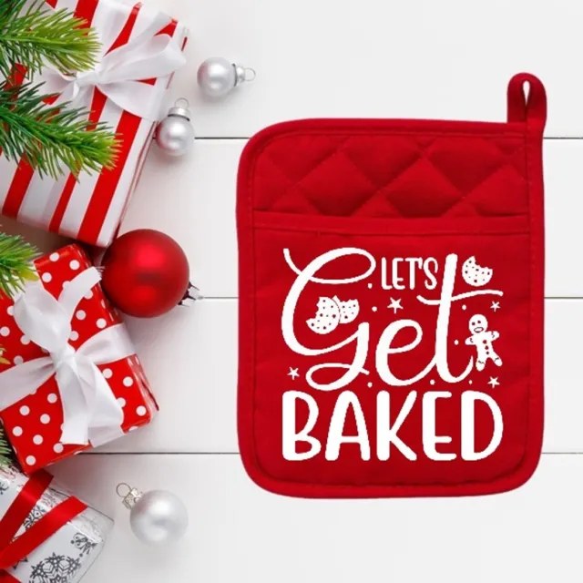 Let's Get Baked 1 - Pot Holder - Hot Pad - Oven Mitt - Christmas - Gift - 030