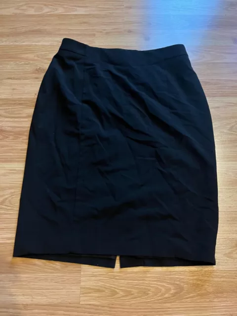 Size 8 Ann Taylor Curvy Fit Pencil Skirt Back Slit Black 31” Waist