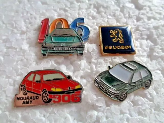 Job lot of 4 Peugeot car shaped metal lapel pins