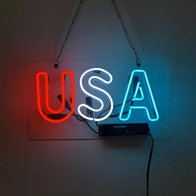 USA Neon Sign Geschäft Wand Dekor Leuchtreklame Kunstwerk Schild Licht 14"x7"