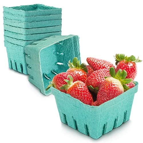 Pint Green Molded Pulp Fiber Berry Basket Produce Vented Container for Fruit ...