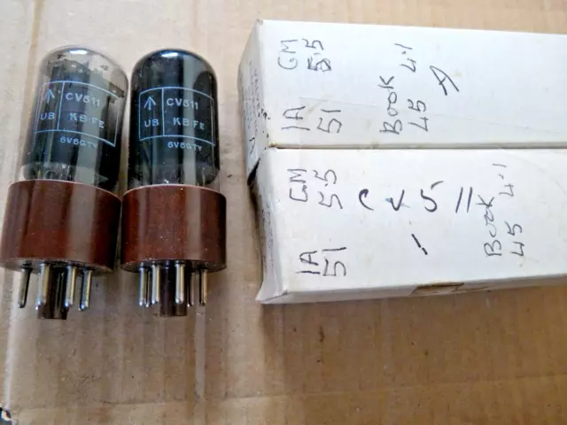 Brimar 6V6GTY CV511 UB KB/FE Matched Pair A  Brown Base NOS Valve Tube  DEC23